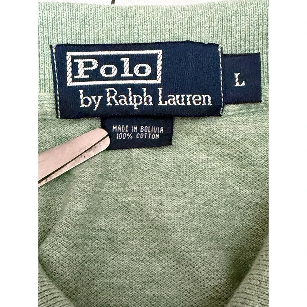 Vintage Ralph Lauren Polo Shirt Mens Sz Large Green Short Sleeve Pique Red Pony